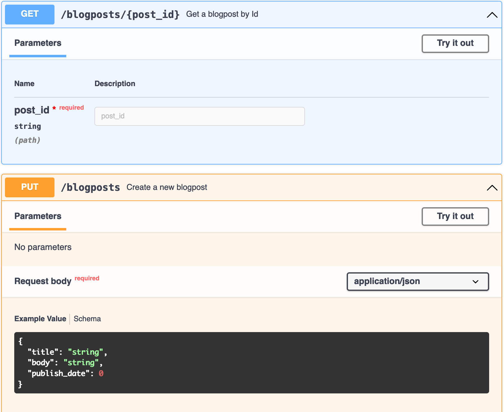 OpenAPI schema example